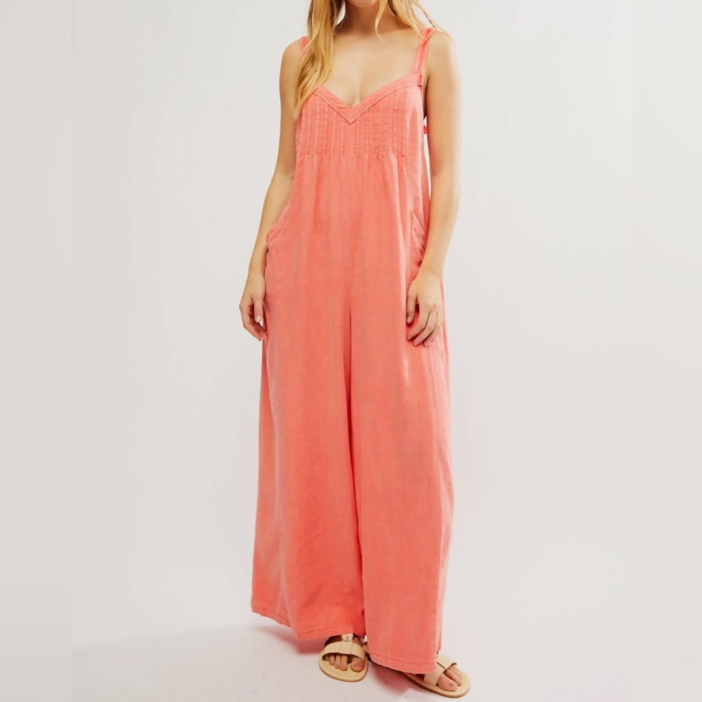 Free People Drifting Dreams One Piece Jumpsuit Radiant Watermelon Size Small